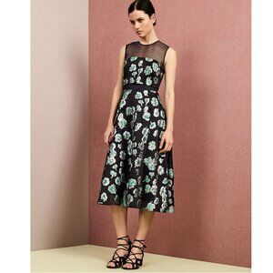 Lela Rose *NEW* Mesh Panel Garden Midi Dress